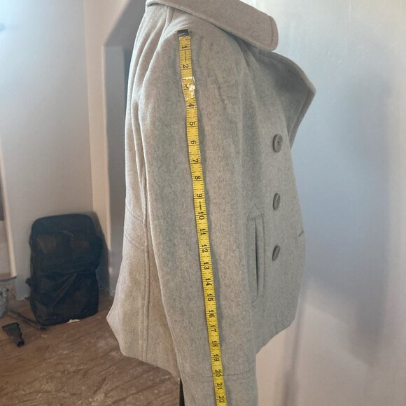 J. Crew Perennial Double Breasted Pea Coat 100% Wool By Nello Gori Sz 8 Oatmeal - Picture 2 of 13